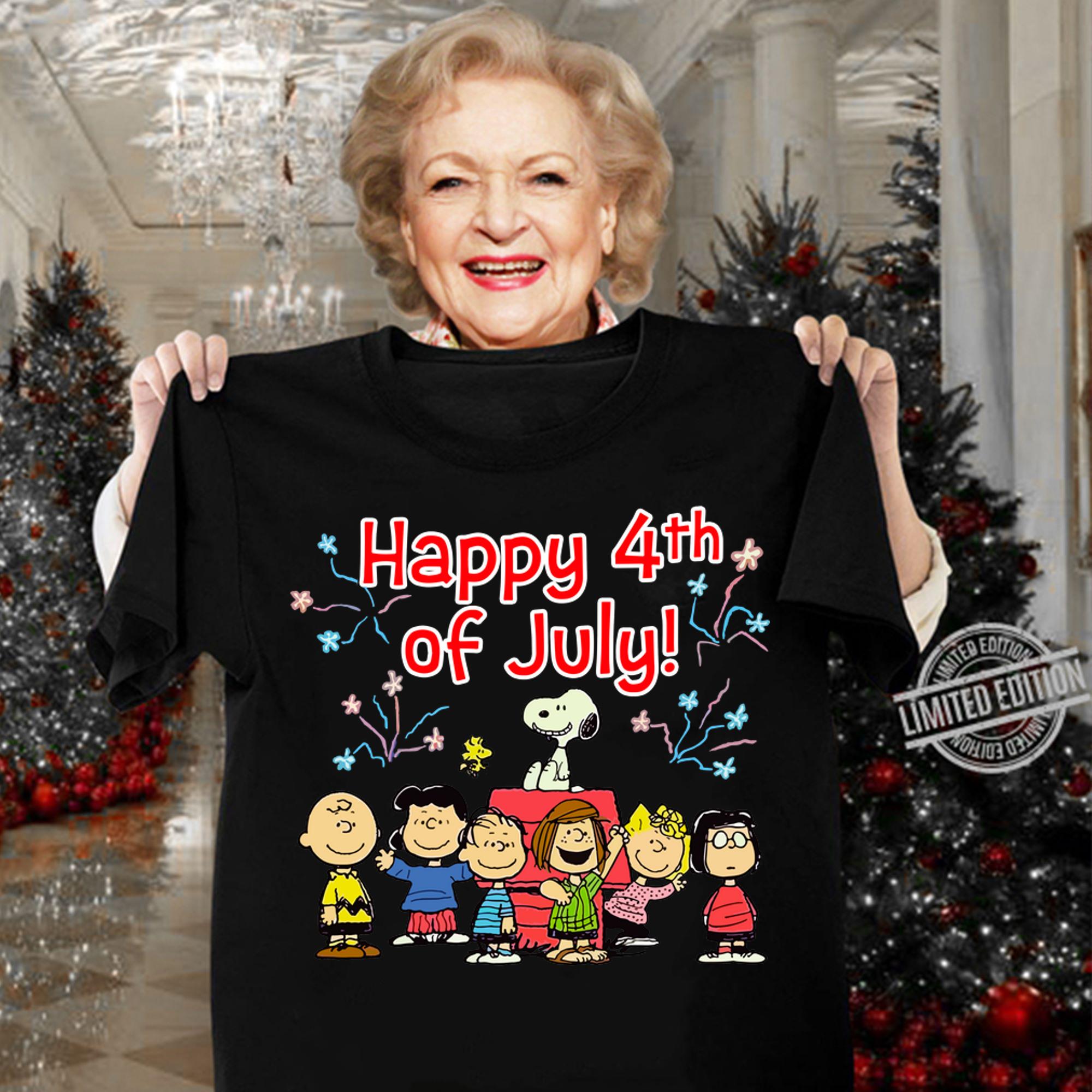 Snoopy Charlie Brown Woodstock Happy 4th Of July t-shirt woman shirt