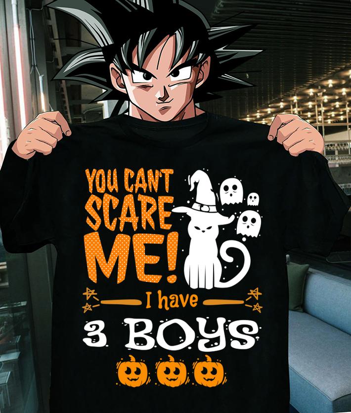 Awesome You Can't Scare Me I Have 3 Boys Mom Dad Halloween t-shirt shirt
