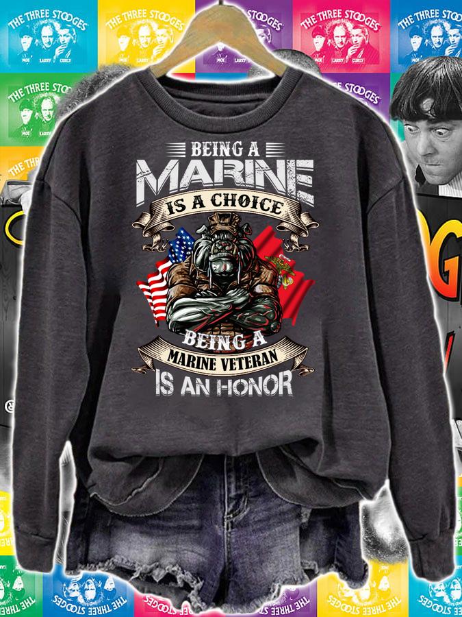 Pitbull being a Marine is a choice being a Marine veteran is an honor t-shirt sweatshirt
