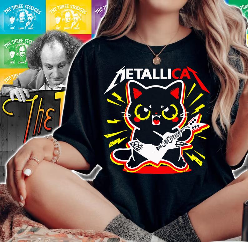 Metallicat Funny Cat Rock 90s Meow For Music Band Of Friend Shirt, Metallicat t-shirt woman shirt