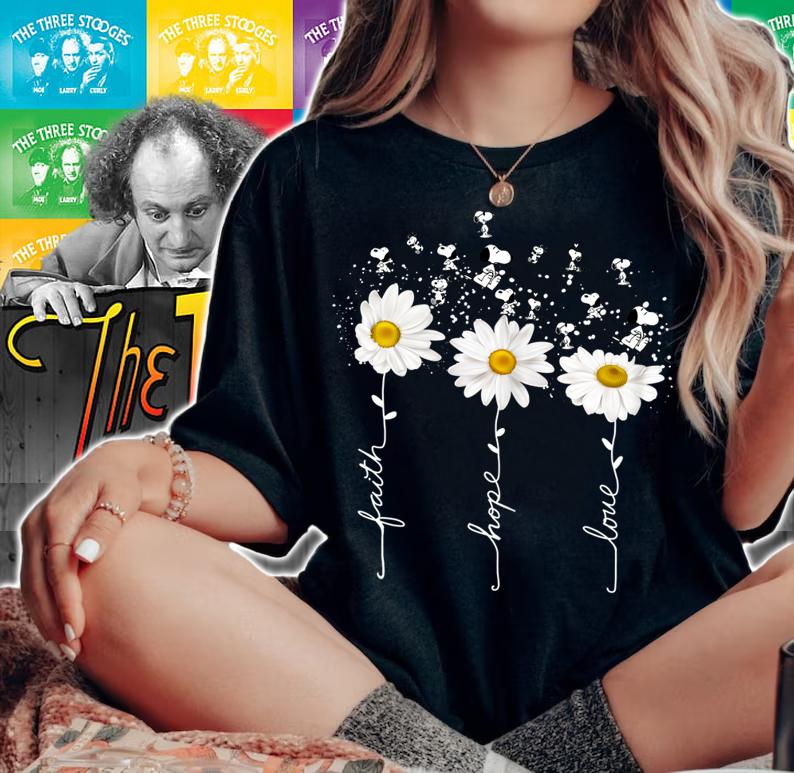 Snoopy Daisy Flowers Faith Hope Love t-shirt woman shirt