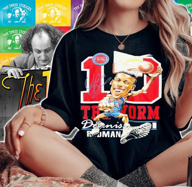 Detroit Pistons Dennis Rodman caricature t-shirt woman shirt