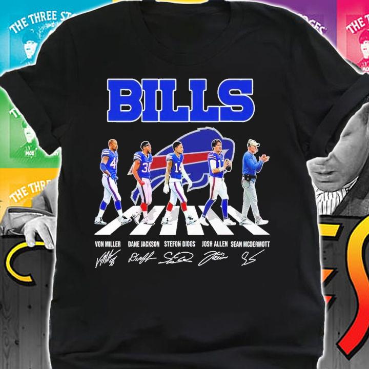 Bills Abbey Road Von Miller Dane Jackson Stefon Diggs Josh Allen signatures shirt t-shirt shirt