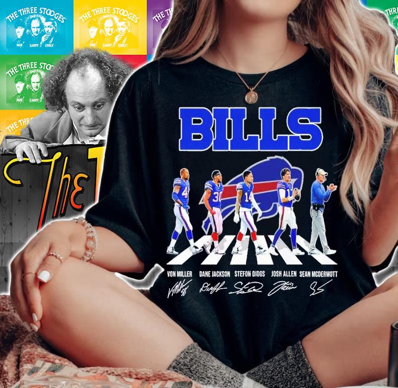 Bills Abbey Road Von Miller Dane Jackson Stefon Diggs Josh Allen signatures shirt t-shirt woman shirt