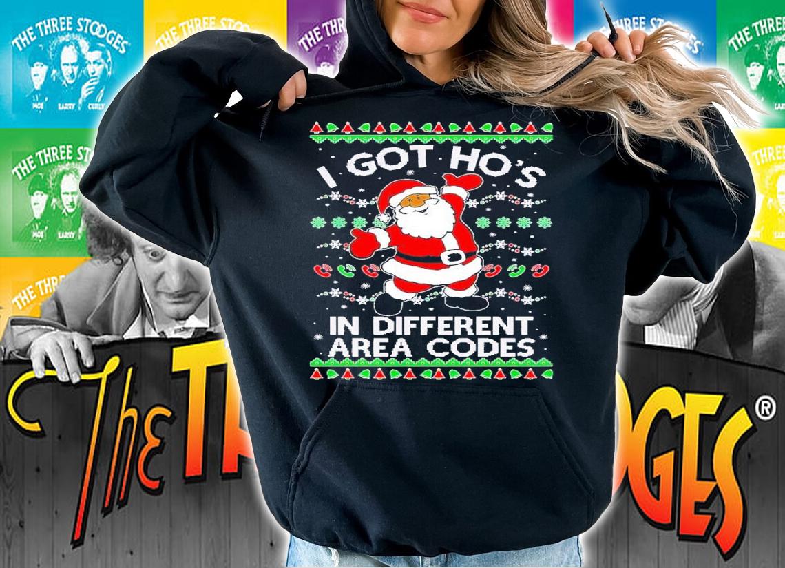 Black Santa Claus I Got Ho's In Different Area Codes Ugly Christmas shirt t-shirt hoodie