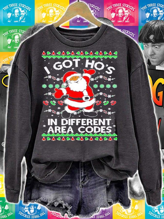 Black Santa Claus I Got Ho's In Different Area Codes Ugly Christmas shirt t-shirt sweatshirt