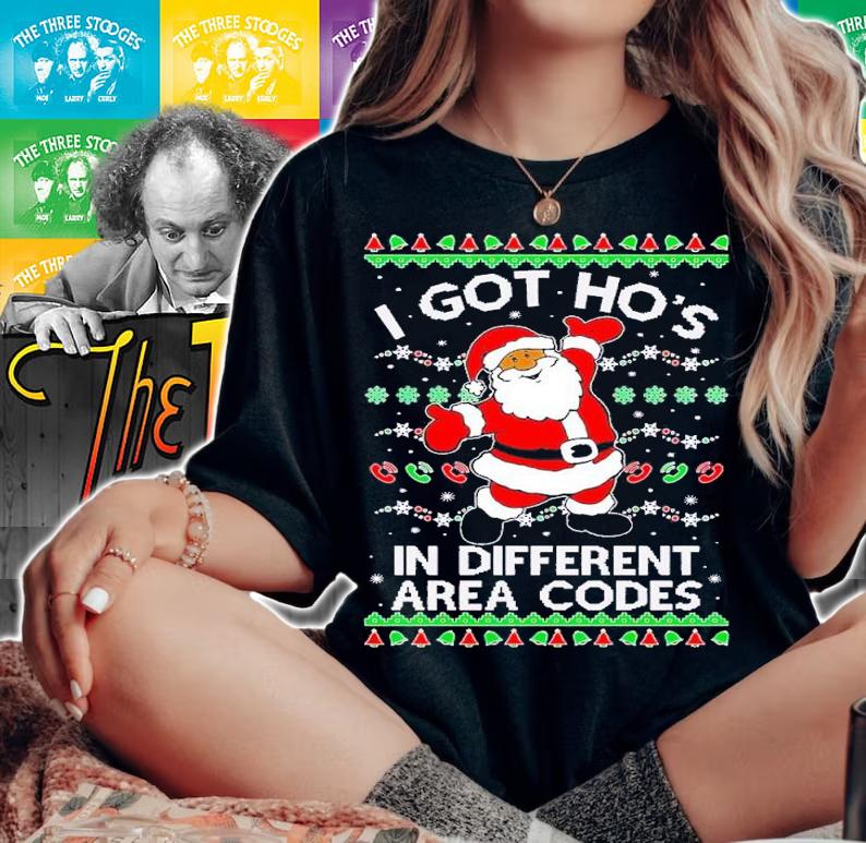 Black Santa Claus I Got Ho's In Different Area Codes Ugly Christmas shirt t-shirt woman shirt