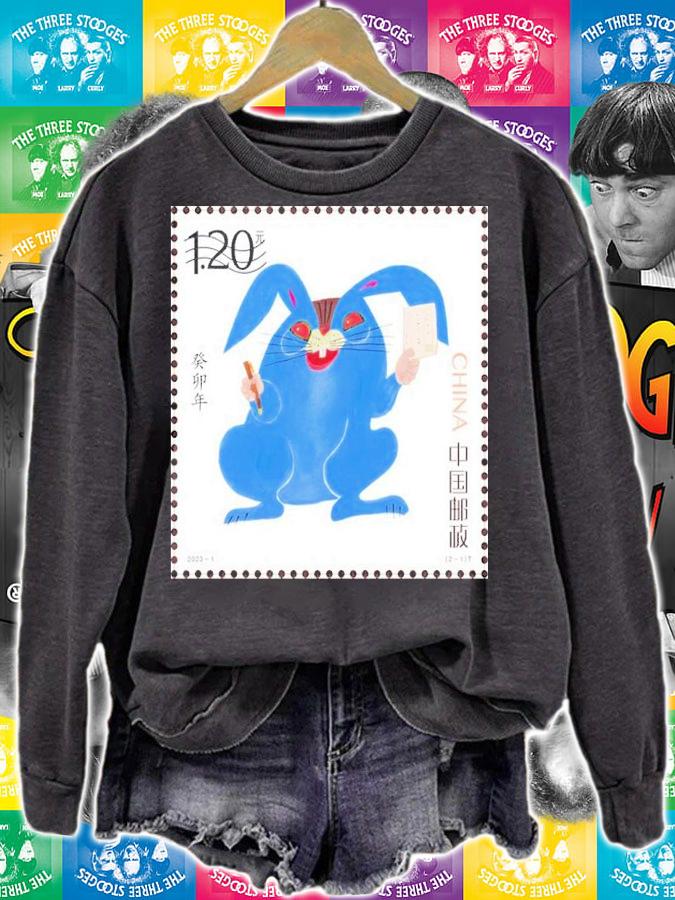 Chinese Blue Rabbit Zodiac Stamps Shirt t-shirt sweatshirt