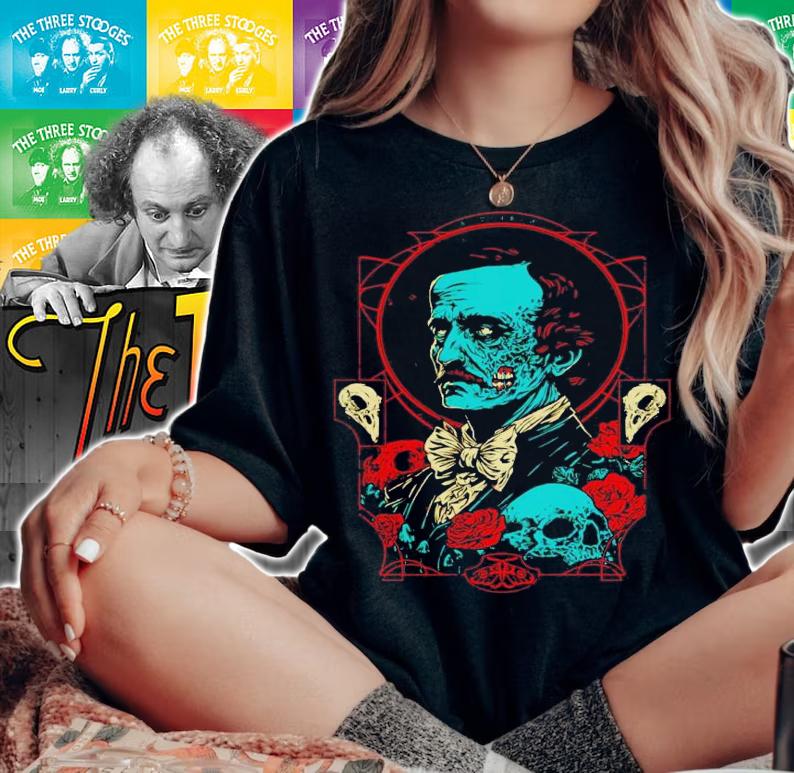 Horrific Portrait Edgar Allan Poe shirt t-shirt woman shirt