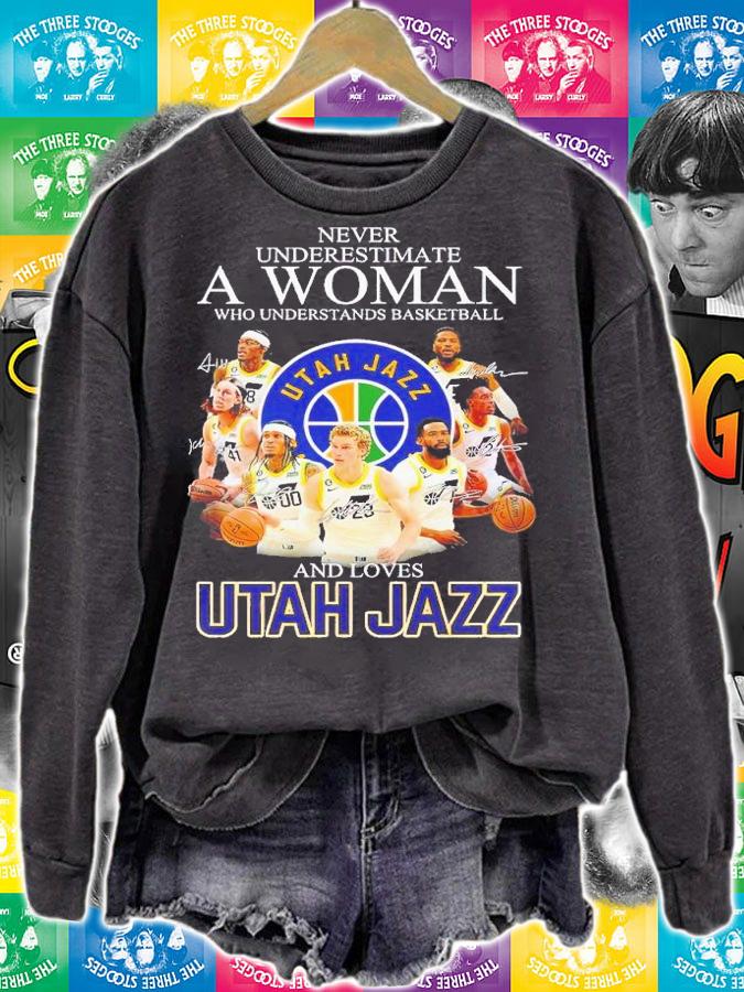 Never underestimate a woman who understands basketball and lovs Utah Jazz shirt t-shirt