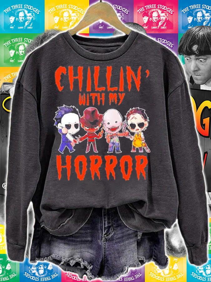 Chillin' With My Horror Michael Myers Ghostface Freddy Krueger Chucky T-Shirt t-shirt sweatshirt