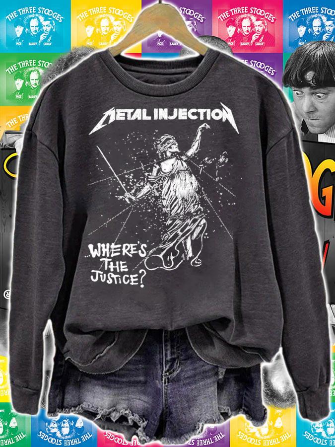 Metal Injection where's the justice shirt t-shirt sweatshirt