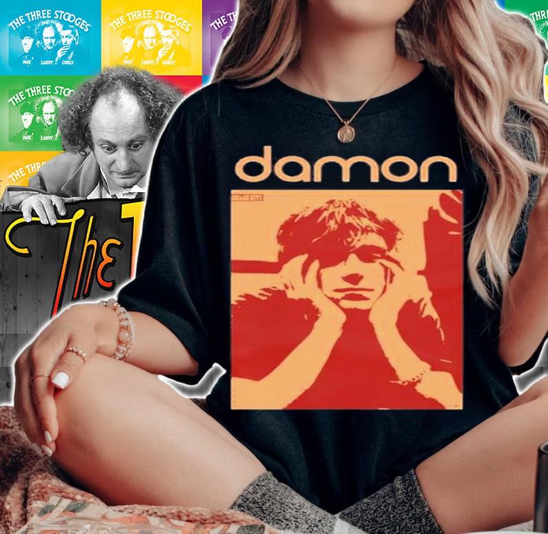 Damon Albarn Blur Band Two Tone Design T-Shirt t-shirt woman shirt