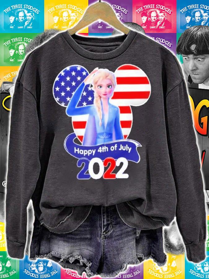 Elsa Queen Frozen 4th Of July Colorful Disney Graphic Cartoon Shirt t-shirt