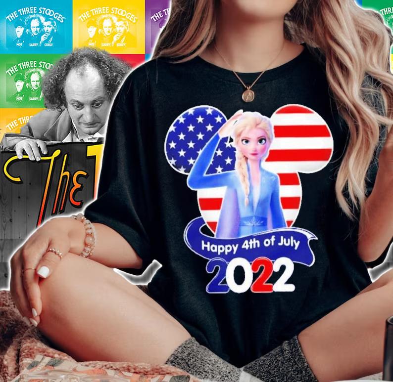 Elsa Queen Frozen 4th Of July Colorful Disney Graphic Cartoon Shirt t-shirt