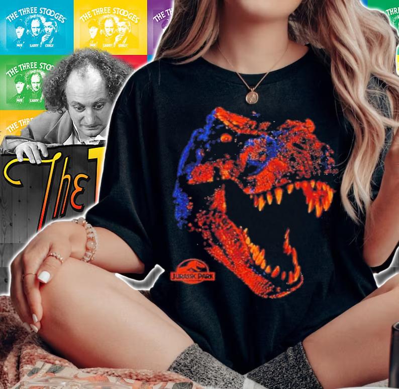 Jurassic Park Orange T-Rex Head Roaring Jurassic World Dominion Shirt t-shirt