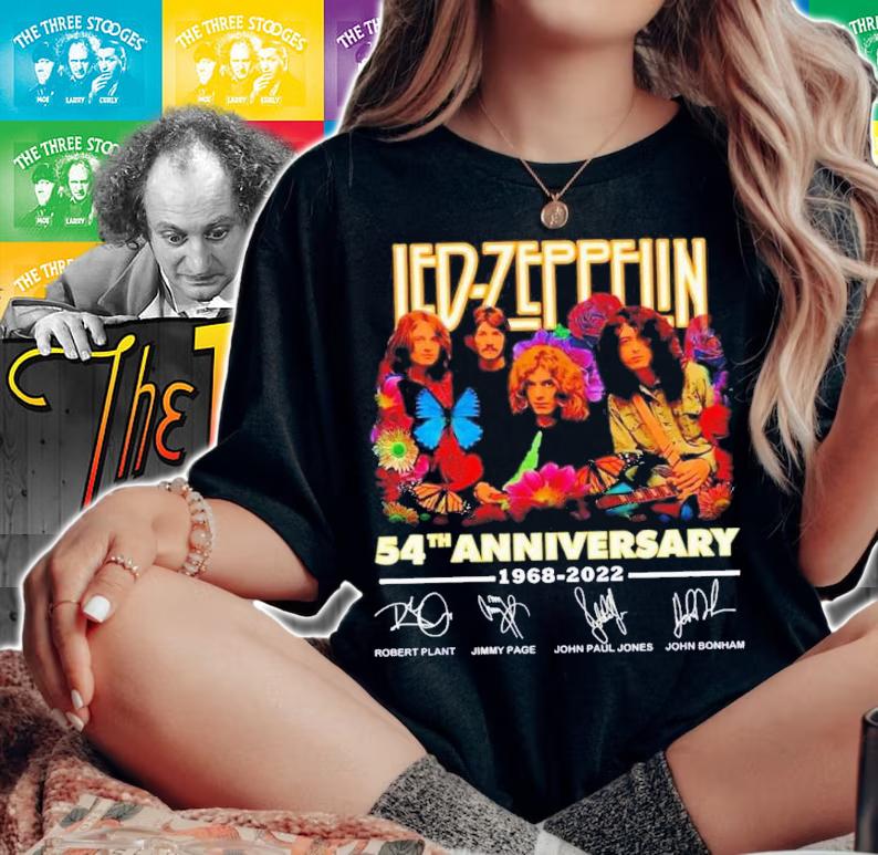 Led Zeppelin 54th Anniversary 1968-2022 Members Signature Shirt t-shirt woman shirt