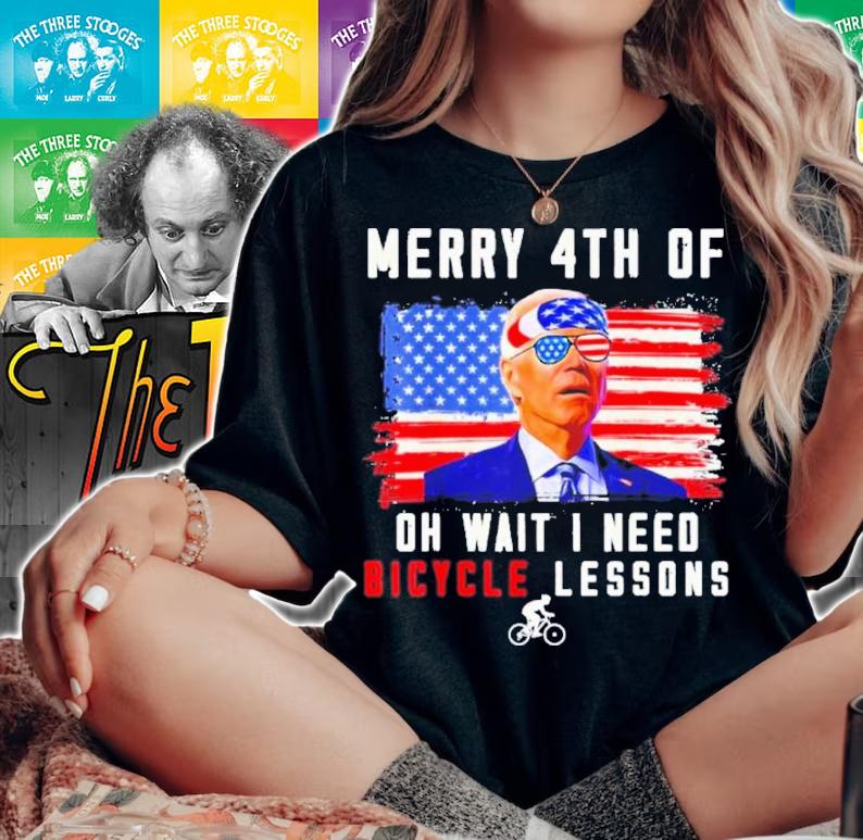Merry 4th Of July Biden Bike Bicycle Oh Wait I Need Bicycle Lessons Shirt t-shirt