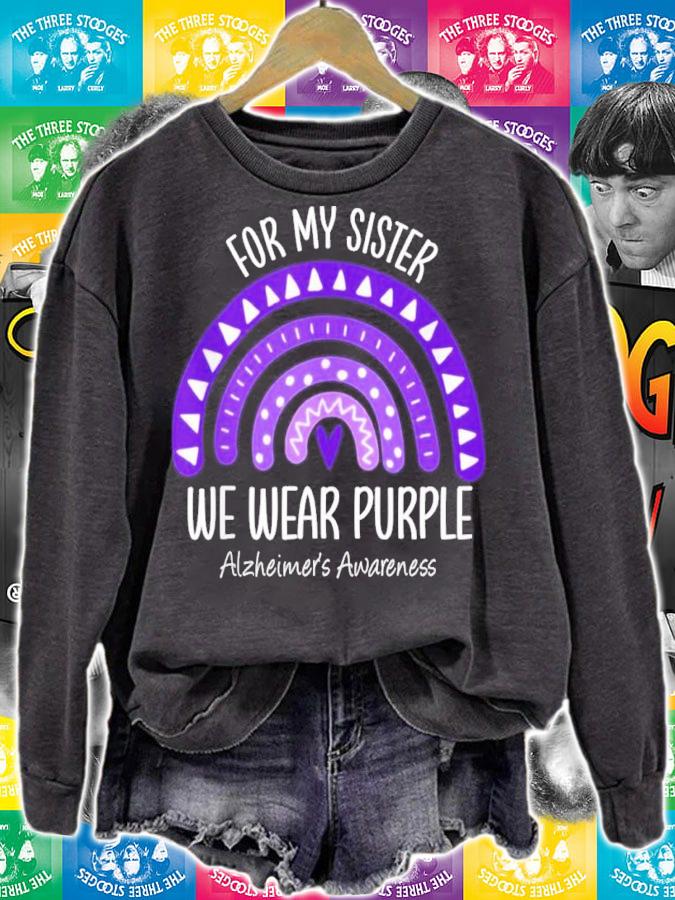 Rainbow I Wear Purple For My Sister Alzheimers Awareness Shirt t-shirt