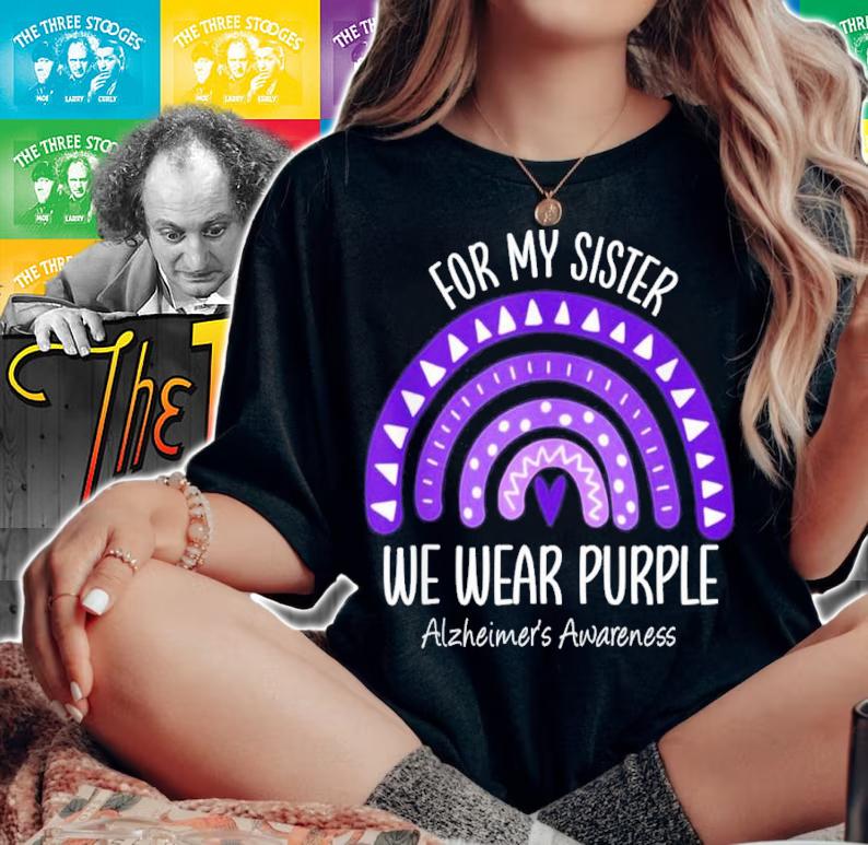Rainbow I Wear Purple For My Sister Alzheimers Awareness Shirt t-shirt