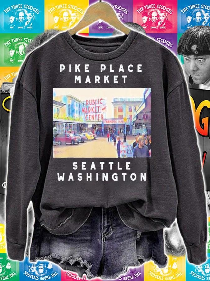 Seattle Pike Place Market Image State Of Washington Shirt t-shirt