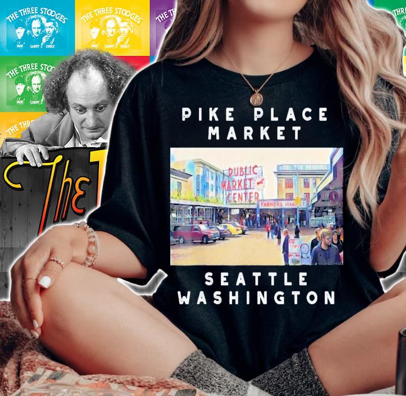 Seattle Pike Place Market Image State Of Washington Shirt t-shirt