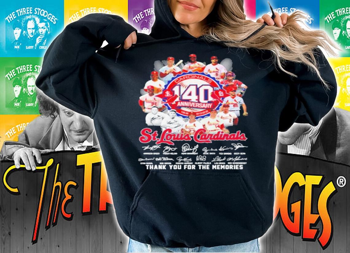 St. Louis Cardinals Team Logo 140th Anniversary 1882-2022 Signatures Thank You For The Memories Shirt t-shirt