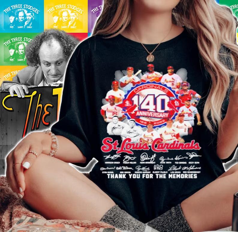 St. Louis Cardinals Team Logo 140th Anniversary 1882-2022 Signatures Thank You For The Memories Shirt t-shirt