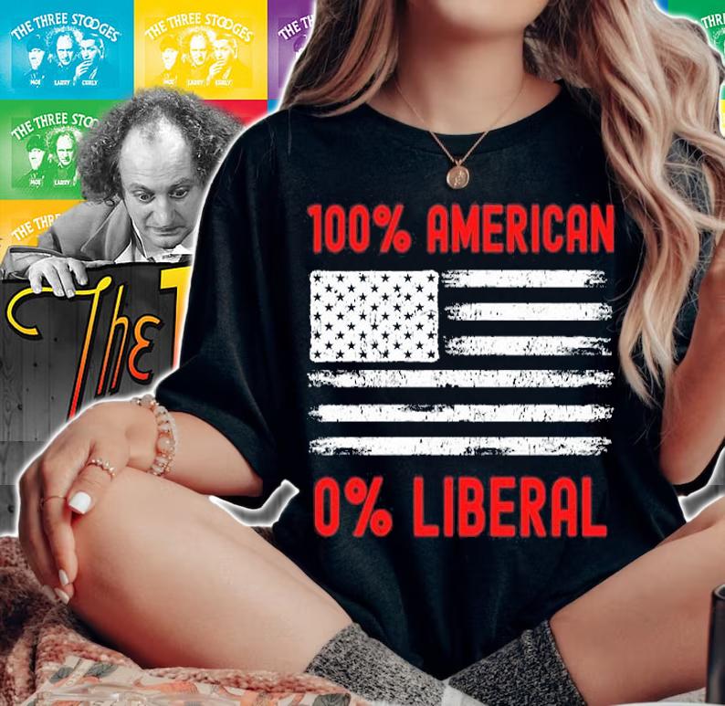 100% American 0% Liberal Republican American Flag T-Shirt t-shirt woman shirt