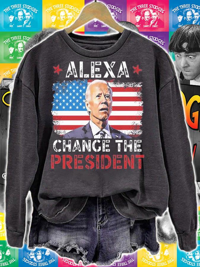 Alexa Change The President, Funny Political USA Flag T-Shirt t-shirt