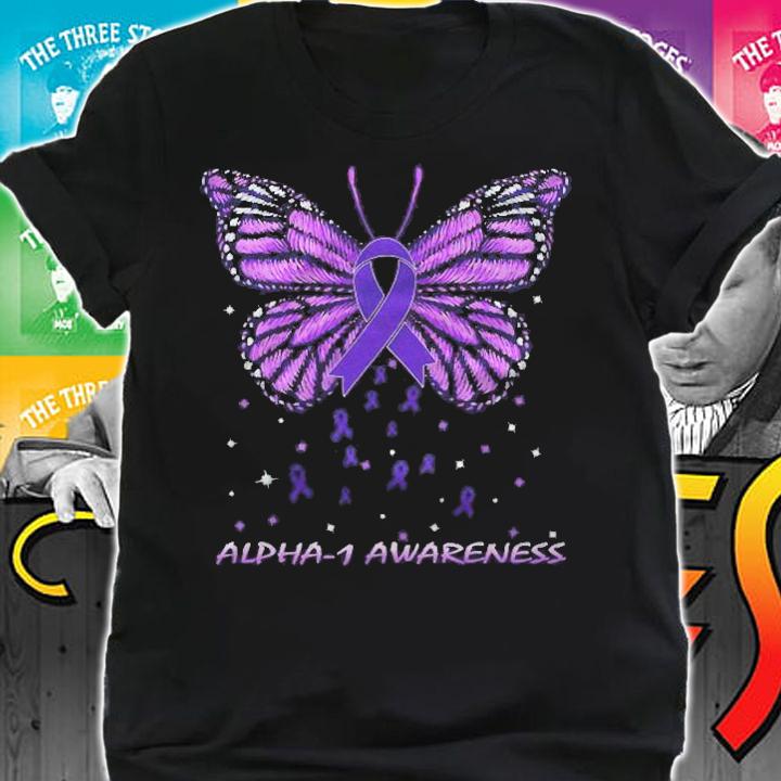 Alpha 1 Awareness Butterfly Purple Ribbon T-shirt t-shirt