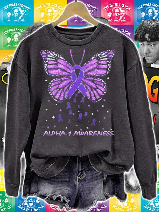 Alpha 1 Awareness Butterfly Purple Ribbon T-shirt t-shirt