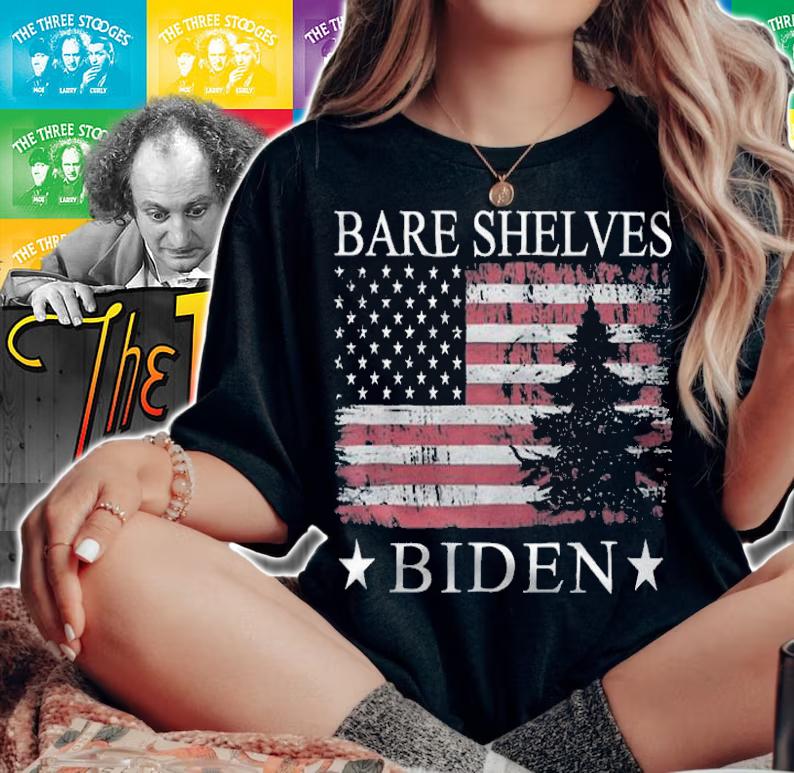 Anti President bare Shelves Biden Funny Distressed Christmas Meme T-Shirt t-shirt woman shirt