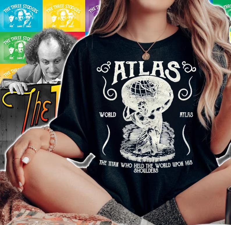 Atlas Retro Vintage Distressed Design T-shirt t-shirt woman shirt