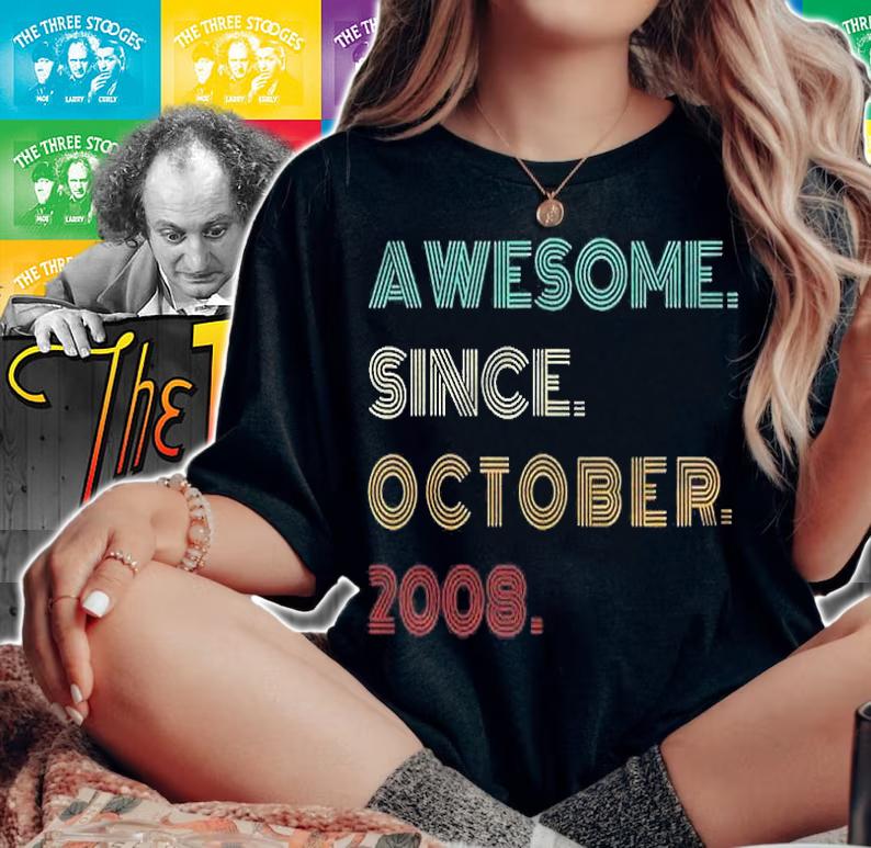 Awesome Since October 2008 Years Old Boy Girl 13Th Birthday Shirt t-shirt
