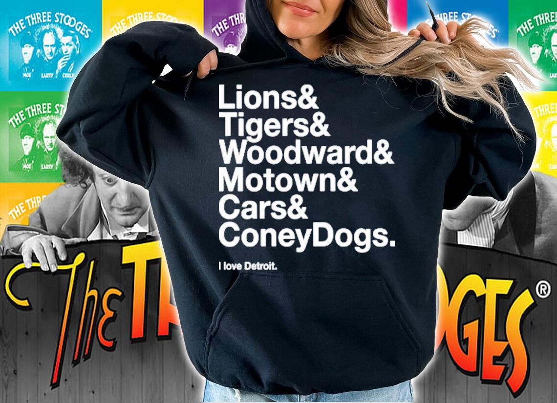 Best Lion Tiger Woodward Motown Cars Coney Dogs I Love Detroit Shirt t-shirt hoodie