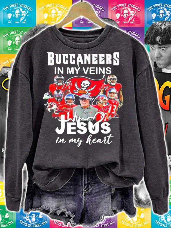 Buccaneers In My Veins Jesus In My Heart Signatures Shirt t-shirt sweatshirt