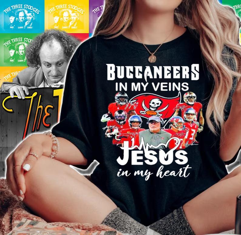 Buccaneers In My Veins Jesus In My Heart Signatures Shirt t-shirt woman shirt