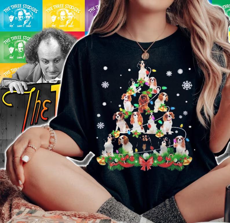 Cavalier King Charles Spaniel Christmas Tree Lights Dog Xmas Shirt t-shirt woman shirt