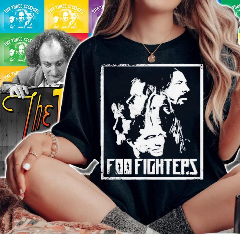 Foo fighters rock band black and white shirt t-shirt woman shirt