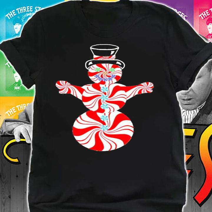 Red and White Striped Peppermint Christmas Snowman shirt t-shirt shirt