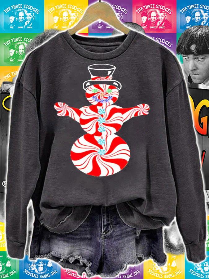 Red and White Striped Peppermint Christmas Snowman shirt t-shirt sweatshirt