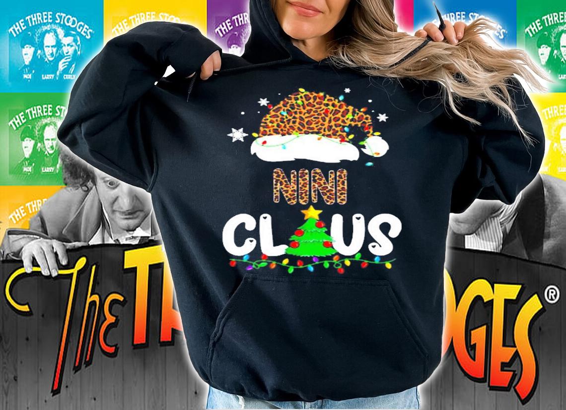 Nini Claus Christmas Hat Santa Leopard Merry Christmas T-Shirt t-shirt hoodie