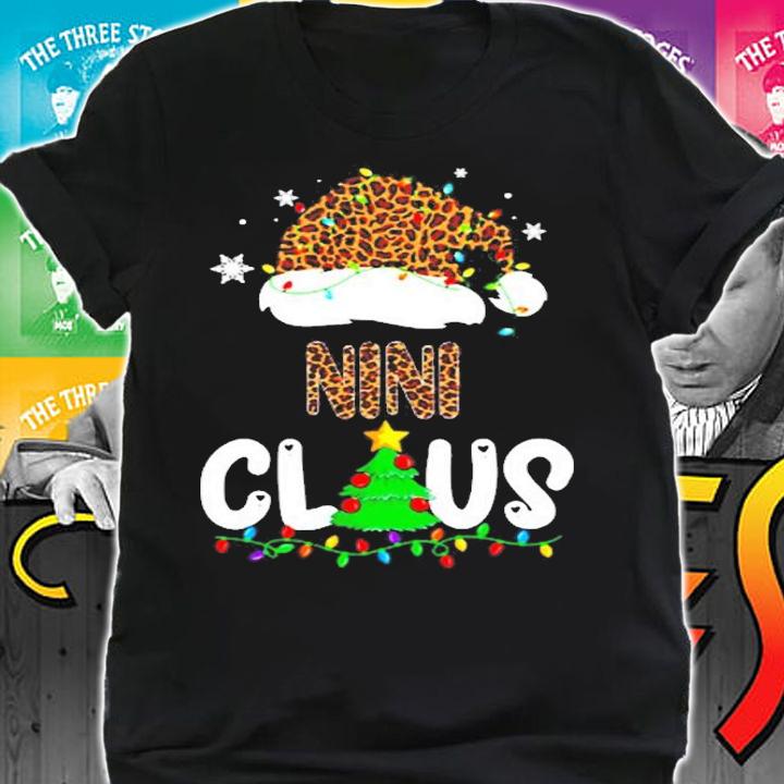 Nini Claus Christmas Hat Santa Leopard Merry Christmas T-Shirt t-shirt shirt