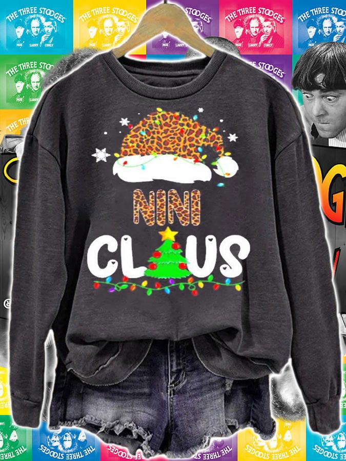 Nini Claus Christmas Hat Santa Leopard Merry Christmas T-Shirt t-shirt sweatshirt