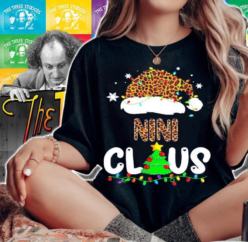 Nini Claus Christmas Hat Santa Leopard Merry Christmas T-Shirt t-shirt woman shirt