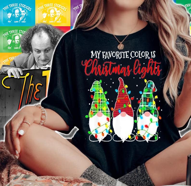 My Favorite Color Is Christmas Lights Gnomie T-Shirt t-shirt