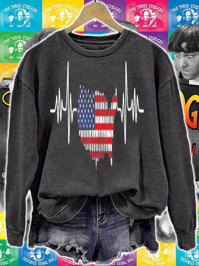HEARTBEAT FLAG USA Patriotic American Happy 4th Of July T-Shirt t-shirt