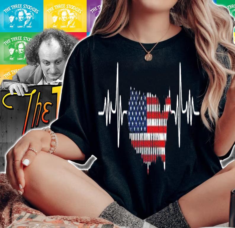 HEARTBEAT FLAG USA Patriotic American Happy 4th Of July T-Shirt t-shirt