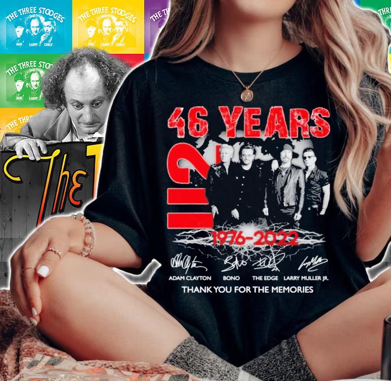 Official 46 Years U2 1976-2022 Signatures Thank You For The Memories Shirt t-shirt woman shirt